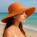 Wide Brim Braded Paper Straw Hat w/ Frill - Orange - HT-ST255OG